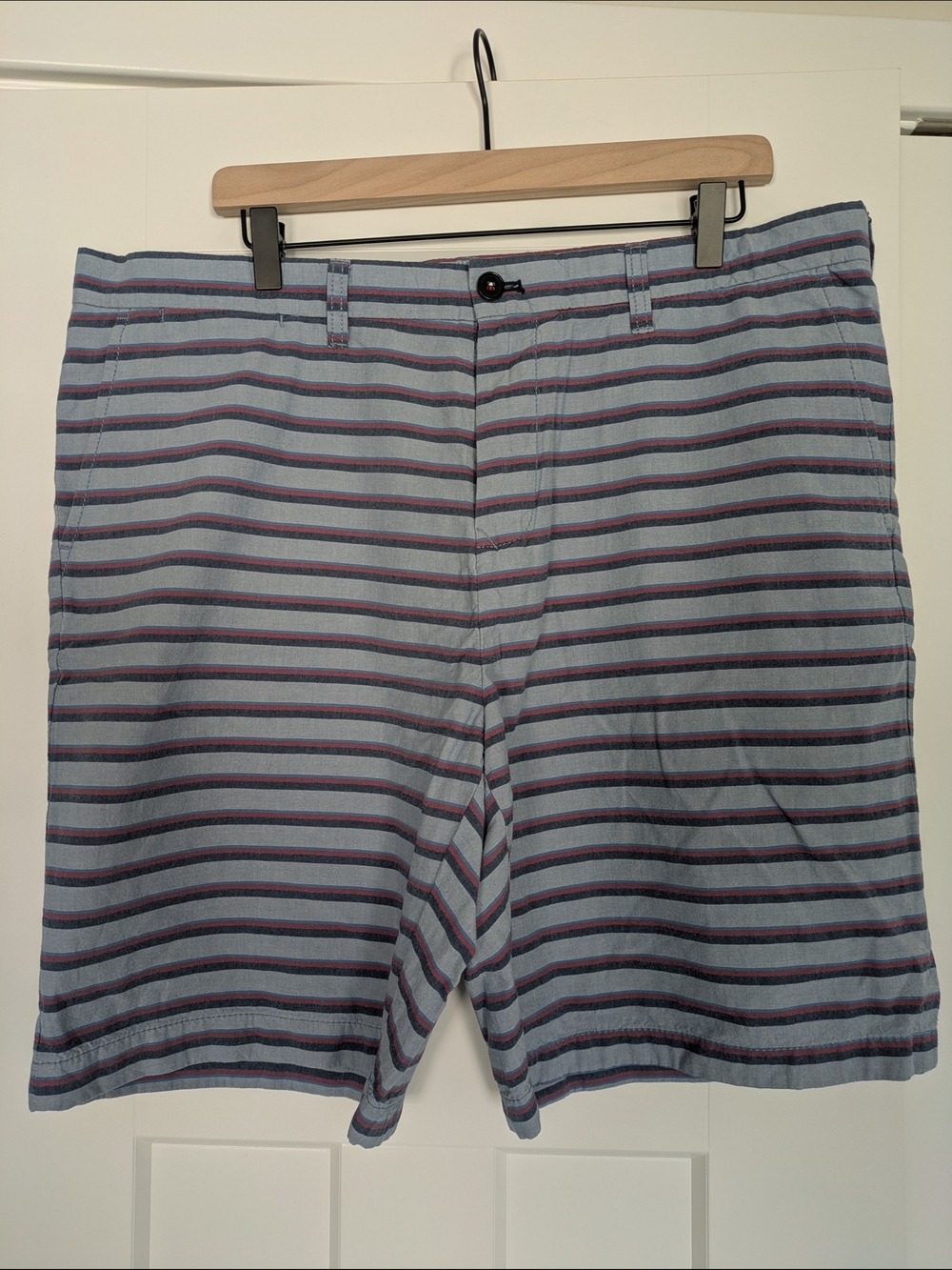 Tommy Hilfiger Light Blue Striped Flat-Front Shorts